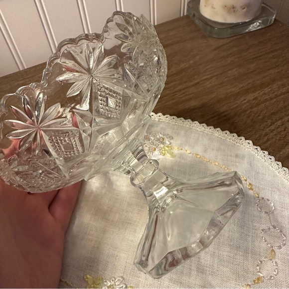 Vintage US Glass 4" Shoshone Clear Open Stemmed Jelly Dish Pressed Glass EAPG - Picture 7 of 7